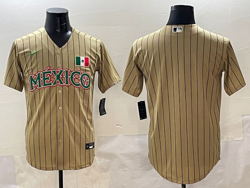 Men Mexico Blank Brown Stripe Joint Name 2025 Nike MLB Jersey style 1->more jerseys->MLB Jersey